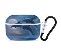 The Dolphins Leap Out at Night Cover Suitable for Airpods Pro 2 White