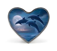 The Dolphins Leap Out at Night Cute Brooch Pin for Men Women Badge