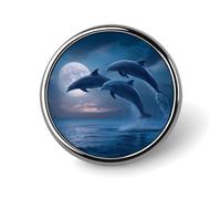 The Dolphins Leap Out at Night Cute Brooch Pin for Women Men Badge