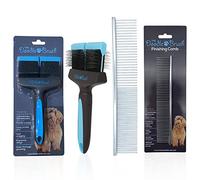 The Doodle Brush Complete Grooming Bundle: Double Head Flexible Slicker Brush & Stainless Steel FInishing Comb for Tangle-Free Coats