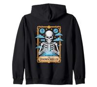 The Doomscroller Skeleton Social Media Meme Zip Hoodie