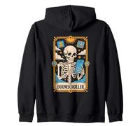 The Doomscroller Skeleton Tarot Social Media Meme Zip Hoodie