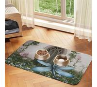 The Door of Dreams Pet Feeding Mat Dog Cat Eating Food Absorbent Leather Tablecloth for and Water Bowl Waterproof No Stains Quick Dry Non-Slip 17.72 * 11.8IN