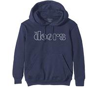 The Doors Hoodie Classic Band Logo Official Unisex Navy Blue Pullover L