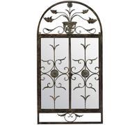 The Dorset - Dark Metal Rustic Framed Arched Wall Mirror with Opening Doors 51" X 52" (130CM X 132CM max). Closed doors 51" X 28" (130cm X 69cm).