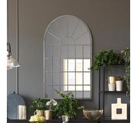 The Dorset - Off White Metal Framed Arched Window Wall Mirror 31" X 20" (79CM X 51CM)