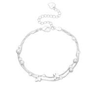 The Double Butterfly Double Layer Round Bead Bracelet Perfectly Combines The Spring Atmosphere And Individual Style Making Every Moment As Moving As A Fluttering Butterfly. Leather (Silver, One Size)