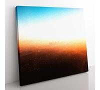 The Downtown Los Angeles Skyline Modern Canvas Wall Art Print Ready to Hang, Framed Picture for Living Room Bedroom Home Office Décor, 35x35 cm (14x14 Inch)