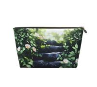 The Downward Step Toiletry Bag, Leather Travel Makeup Case | Spacious Zipper Pouch Organizes Cosmetics, Skincare, And Shaving Gear For Travel, Gym, Camping, And Back-To-School Days