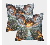 The Dragon 3D Printed Pillow Cover Decorative Square Cushion Wonder Cushion Cover Set of 2 for Home Bed Living Room Sofa 50x50cm