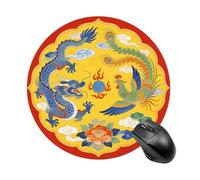 The Dragon and Phoenix Bring Good Fortune Round Mouse Pad Cute Small Mouse Pads for Desk Funny Computer Mouse Mat for Home Office Desk Accessories Travel Mousepad with Non-Slip Rubber Base