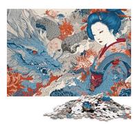 The Dragon And The Geisha 500 Pieces Wooden Jigsaw Puzzles Adults Fun Home Decoration Toy Intellectual Game Stress Relief Toy Education Game Relaxation And Intelligence 500pcs (52x38cm)