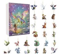 The Dragon in the Forest, Dragon Advent Calendar 2025 - A Magical Journey To Christmas, Christmas Countdown with 24 Unique Kawaii Dragon Christmas Tree Flat Decorations for Festive Fun (Blue)