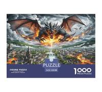 The Dragon Jigsaw for Adults Educational: Dragon over Burning City 1000 Piece Games for Home Decor 52x38cm/1000pcs