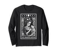 The Dragon Keeper Bearded Dragon Lizard Tarot Card Skeleton Long Sleeve T-Shirt