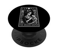 The Dragon Keeper Bearded Dragon Lizard Tarot Card Skeleton PopSockets Adhesive PopGrip