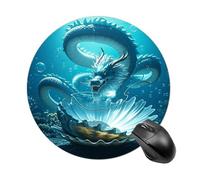 The Dragon King Round Mouse Pad 7.8 Inch, Portable Gaming Mouse Mat with Non-Slip Rubber Base & Smooth Surface, Waterproof Mousepad for PC, Laptop, Computer, Office, Home