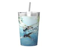 The Dragonfly Flies Low. Printed conical Straw Thermos Cup, Insulated Straw Cup, Perfect for Gym use or Taking with You