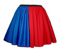 The Dragons Den Adults 15" Red & Blue Skater Skirt Harley Harlequin Superhero Halloween World Book Day Fancy Dress [14-18]