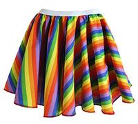 The Dragons Den Adults 15" Skater Skirt Rainbow Pride LGBT Festival Celebration Fancy Dress [8-12]