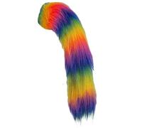 The Dragons Den Adults 20" or 30" Multicoloured Rainbow Faux Fur Unicorn Tail Fantasy Fancy Dress [2 Sizes]