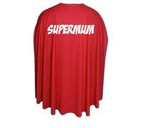 The Dragons Den Adults 35" Super Mum Superhero Cape Mothers Day Fancy Dress [Red]