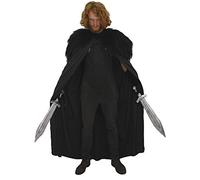 The Dragons Den Adults 60" Length Cloak Faux Fur Collar Viking Celtic Medieval Fantasy Cape Fancy Dress [One Size - Black Wolf Collar]