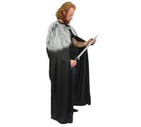The Dragons Den Adults 60" Length Cloak Faux Fur Collar Viking Medieval Fantasy Cape Fancy Dress [One Size - Grey Collar]