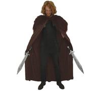 The Dragons Den Adults 60" Length Cloak Faux Fur Collar Viking Medieval Fantasy Cape Fancy Dress [One Size - Brown Bear Collar]