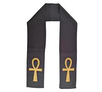The Dragons Den Adults 60" Length Priests Stole Vestment Eqyptian Cross Ankh Key of Life Religious Fancy Dress Costume Accessory [Black, Ankh]