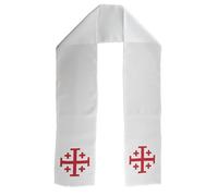 The Dragons Den Adults 60" Length Priests Stole Vestment Pilgrims Jerusalem Cross Religious Fancy Dress Costume Accessory [White, Jerusalem]