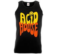 The Dragons Den Adults Acid House Rave Festival Dance Music 1980s 1990s Themed Unisex Black Vest Top [M]