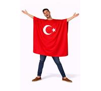The Dragons Den Adults Al Bayra Al Sancak Red Banner National Flag of Turkey Turkish Supporters Poncho Fancy Dress Costume