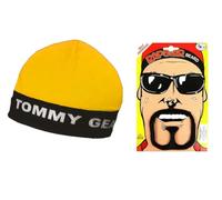 The Dragons Den Adults Ali G Gangster Rapper Tommy Gear Beanie Hat & Goatee Beard 1990s Decades Fancy Dress Costume Accessory [Yellow]
