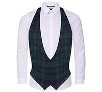 The Dragons Den Adults Backless Tartan Waistcoat Burns Night Hogmanay Scottish Fancy Dress [Black L-XL BB]