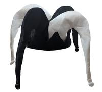 The Dragons Den Adults Black & White Jester Hat Medieval Clown Kings Fool Historical Halloween Fancy Dress Costume Accessory [One Size]