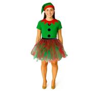 The Dragons Den Adults Buttons Elf Santas Little Helper Christmas Fancy Dress Costume 16" Tutu & T-Shirt Set [L-XL - XL]