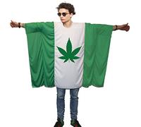 The Dragons Den Adults Cannabis Leaf Ganja Weed 420 Flag Poncho Fancy Dress Costume [One Size]
