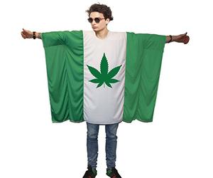 The Dragons Den Adults Cannabis Leaf Symbol Ganja Weed 420 Flag Poncho Fancy Dress Costume [One Size]
