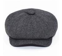 The Dragons Den Adults Charcoal Herringbone Baker Boy Hat Peaky Newsboy Flat Cap [XL]