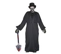 The Dragons Den Adults Creepy Grave Digger Halloween Robes Cape Hat & Face Paint Fancy Dress Set [S/M]