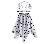The Dragons Den Adults Cruella Dalmatian Spot Handkerchief Skirt Ears & Tail World Book Day Fancy Dress Costume [S-M]