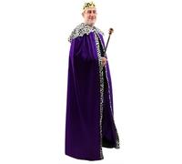 The Dragons Den Adults Deluxe Kings Robes Cloak Nativity 3 Wise Men Medieval Cape & Crown Royal Fancy Dress [Purple]