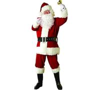 The Dragons Den Adults Deluxe Plush 10 Piece Santa Claus Suit Father Christmas Fancy Dress Costume [50"- 56" Chest]