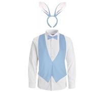 The Dragons Den Adults Easter Bunny Waistcoat Bowtie & Rabbit Ears Animal Fancy Dress [Blue up to 42" Chest]
