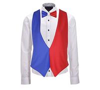 The Dragons Den Adults France French National Flag Backless Waistcoat & Bowtie Fancy Dress [S/M]