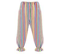 The Dragons Den Adults Full Length Polka Dot Frilly Rag Doll Clown Pants Circus Big Top Fancy Dress [Deck Chair Stripe S-M]