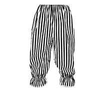 The Dragons Den Adults Full Length Polka Dot Frilly Rag Doll Clown Pants Circus Big Top Fancy Dress [Black White Stripe L-XL]