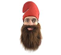 The Dragons Den Adults Garden gnome Dwarf Hat & Beard Fancy Dress Costume Accessory [Brown]