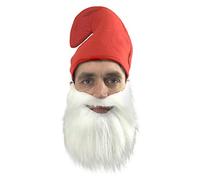 The Dragons Den Adults Garden gnome Dwarf Hat & Beard Fancy Dress Costume Accessory [White]